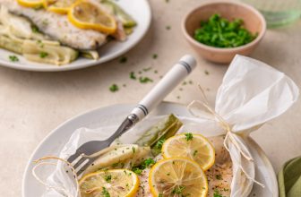 Baked sea bass parcels with lemon and fennel