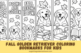 Fall Golden Retriever Coloring Bookmarks for Kids