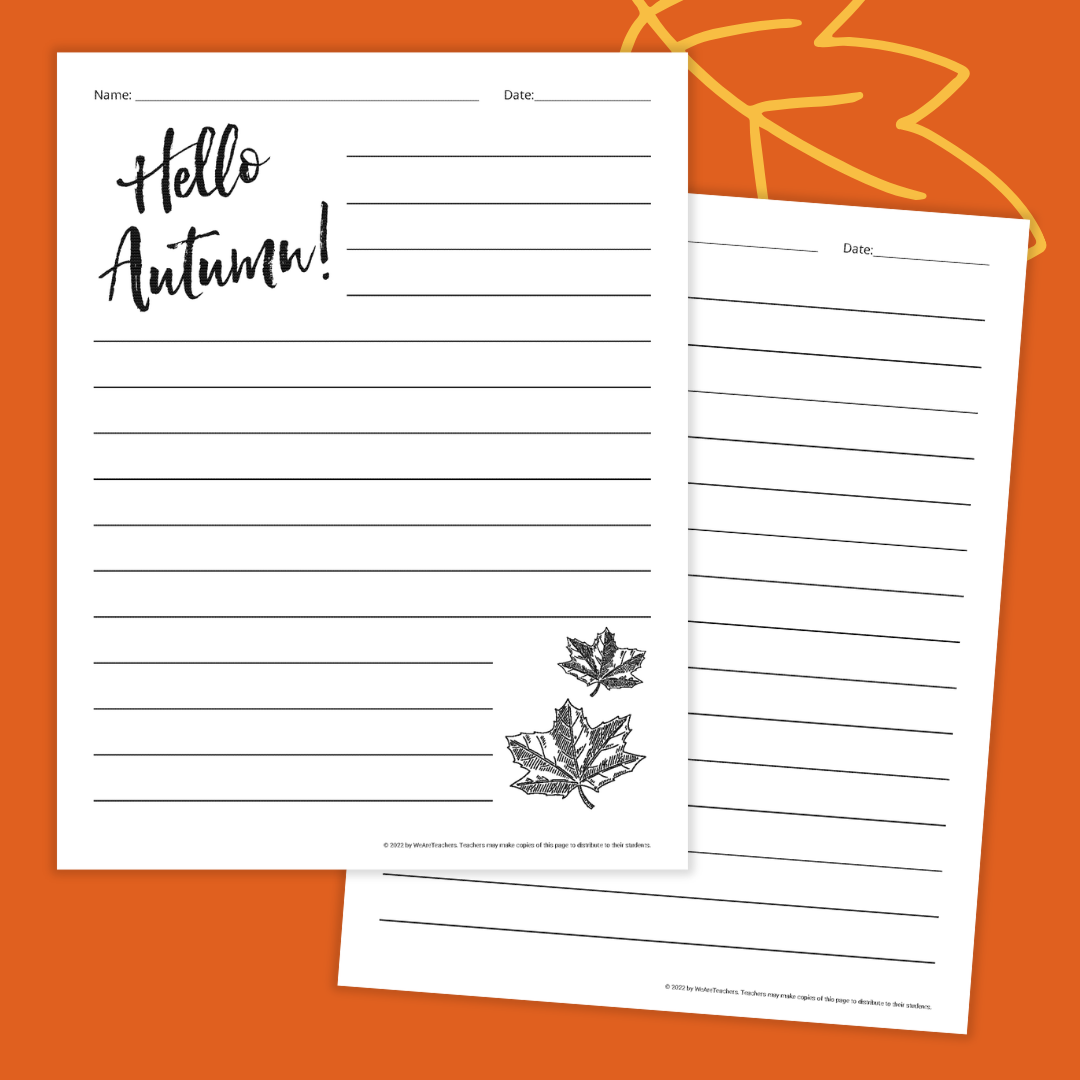 Fall Writing Paper an image of two printable fall writing papers