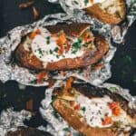 Foil wrapped campfire potatoes.