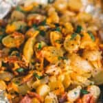 Pin for campfire potatoes recipe.