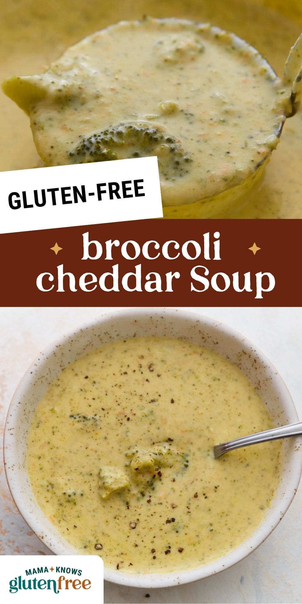 gluten free broccoli cheddar soup pin image
