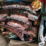 Pinterest graphic for grilled lamb ribs recipe.