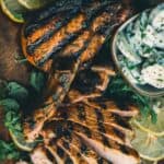Pinterest graphic for grill pork chops.