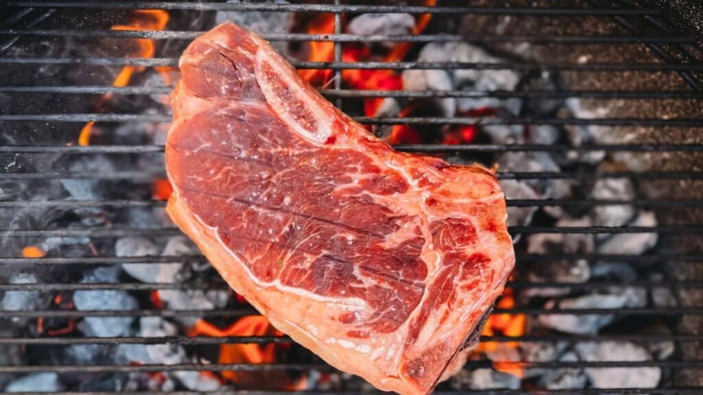 Steak on the grill.