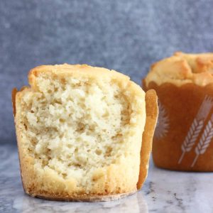 A halved gluten-free vegan yogurt muffin