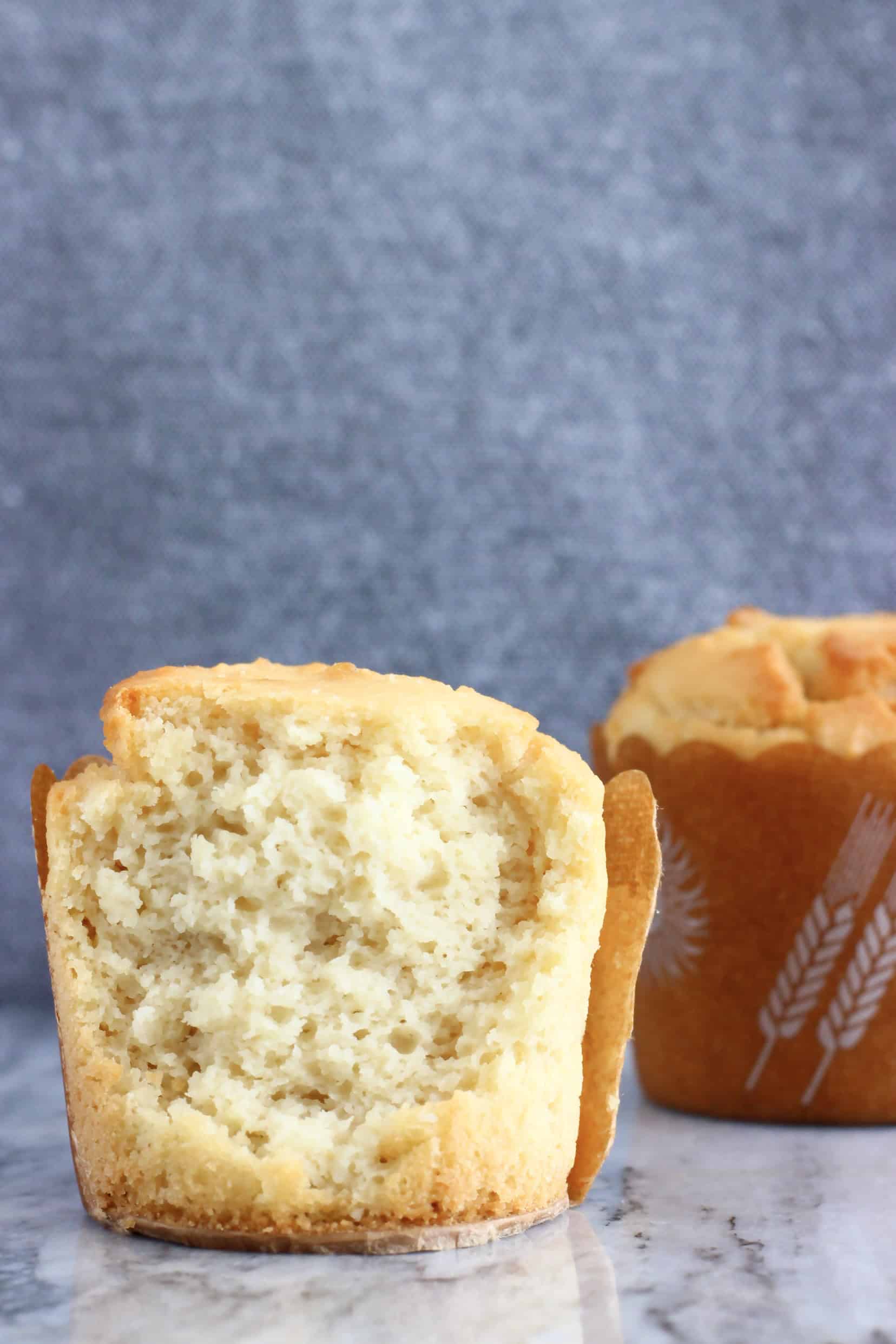 A halved gluten-free vegan yogurt muffin