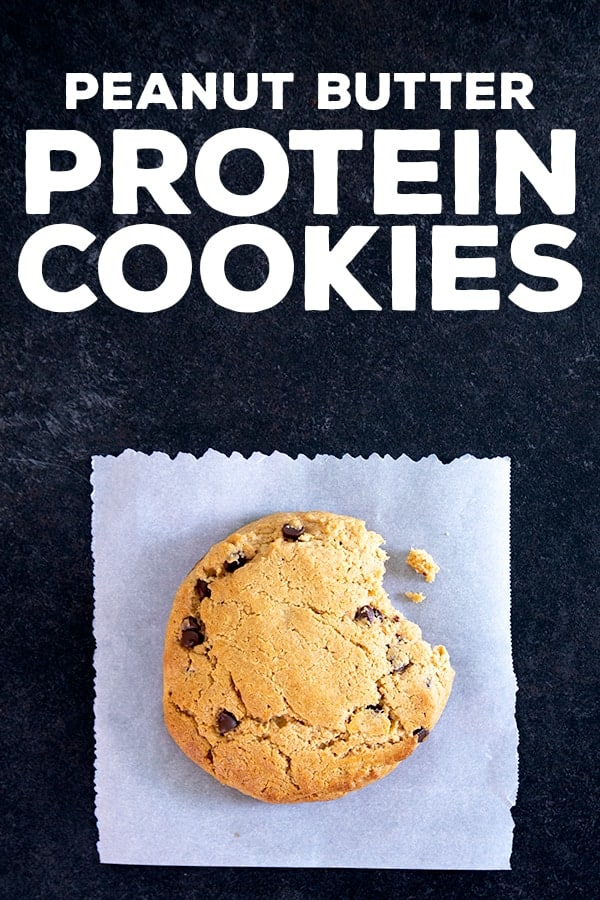 These easy chocolate chip peanut butter protein cookies are made in one bowl, with high-quality whey protein, smooth peanut butter, and just a touch of honey. #protein #glutenfree #gf #highprotein #lowcarb