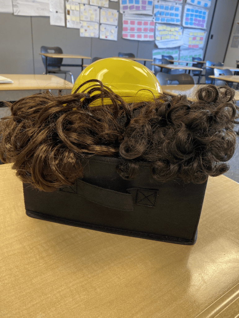 Box of Costumes Box of wigs and hats