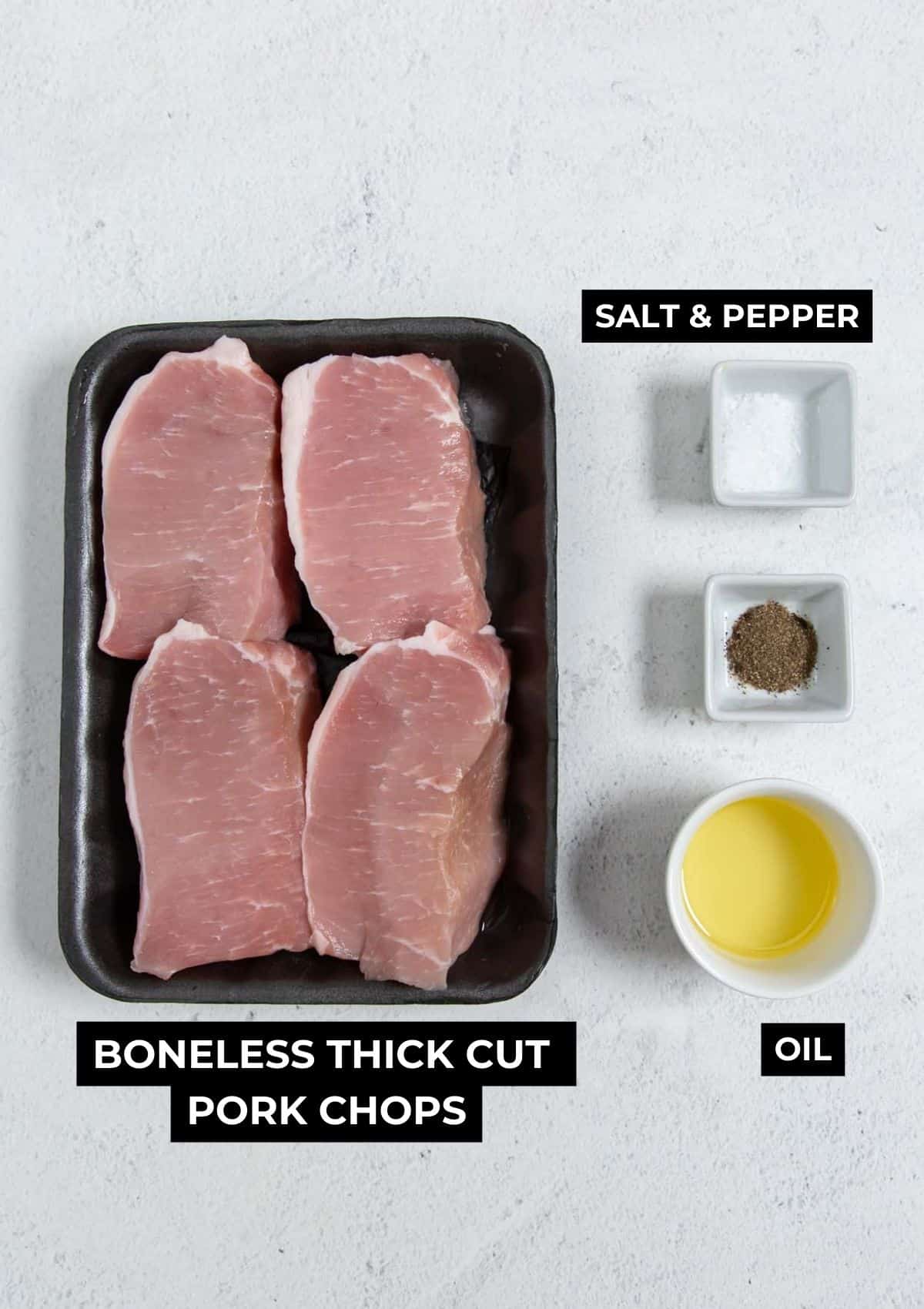Ingredients for thick cut pork chops in the air fryer.