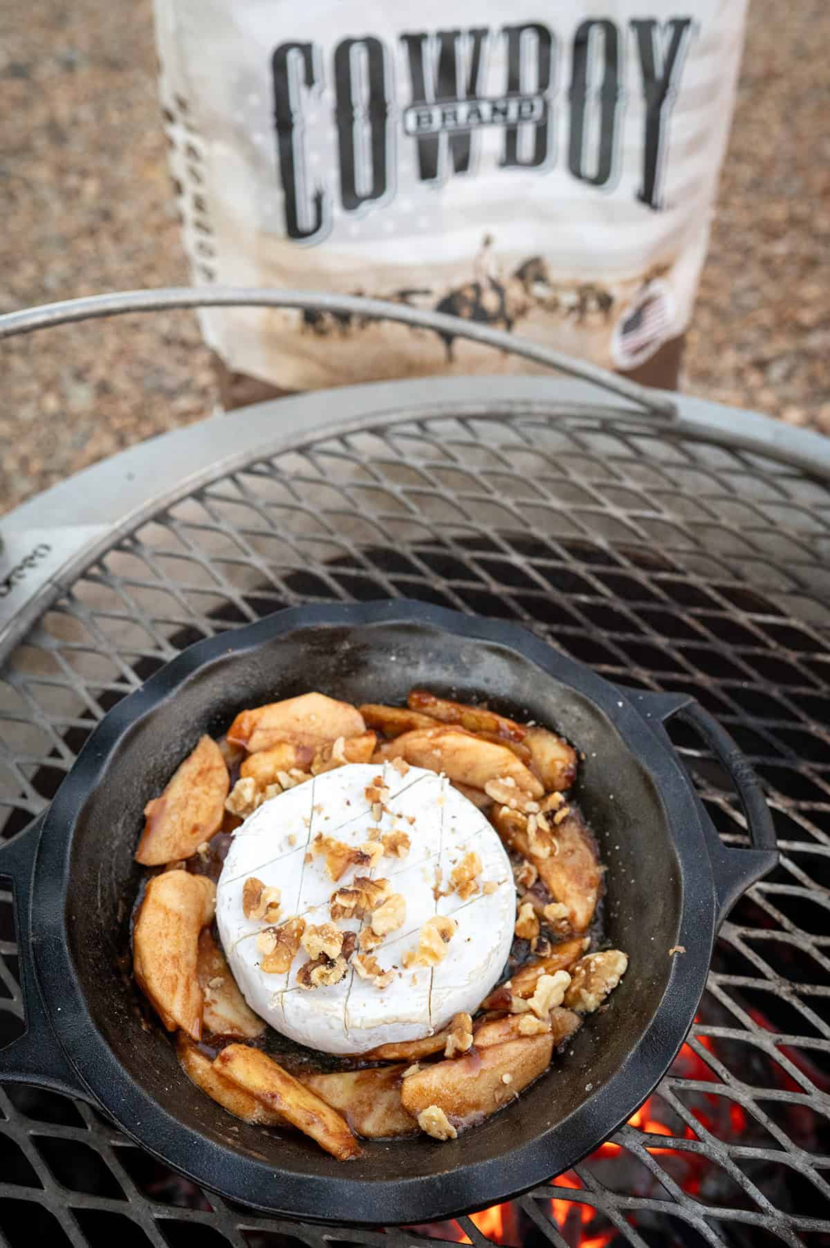 Apple Brie Dip on grill.