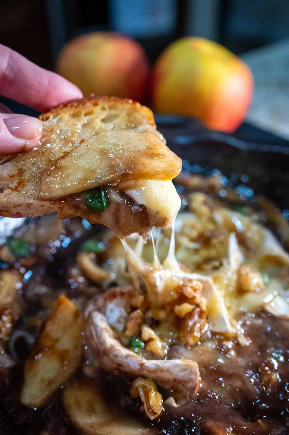 Buttercream bread scooping Apple Brie Dip.