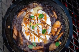 Skillet Apple Brie Dip Recipe with Walnuts and Caramel