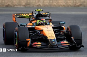 Azerbaijan Grand Prix: George Russell fastest in Thursday practice as Lando Norris says McLaren are ‘miles off’ the pace