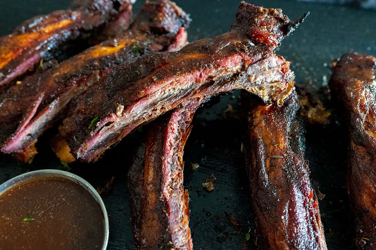 sliced smoked beef back ribs.