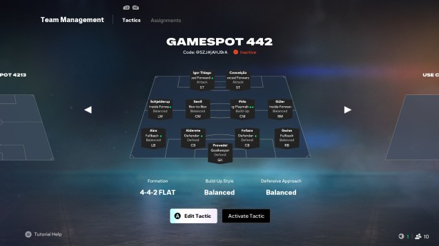 FC 27 Tactics Codes Formations: A 4-4-2 formational setup.
