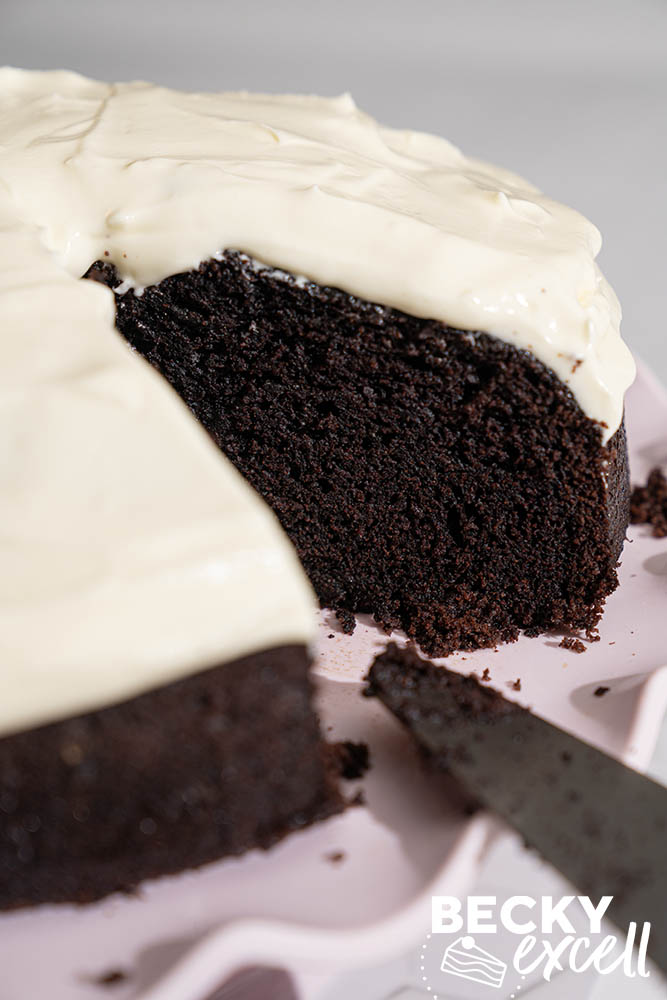 A closer look at the crumb and texture of my Gluten-free Chocolate Stout Cake (sliced)