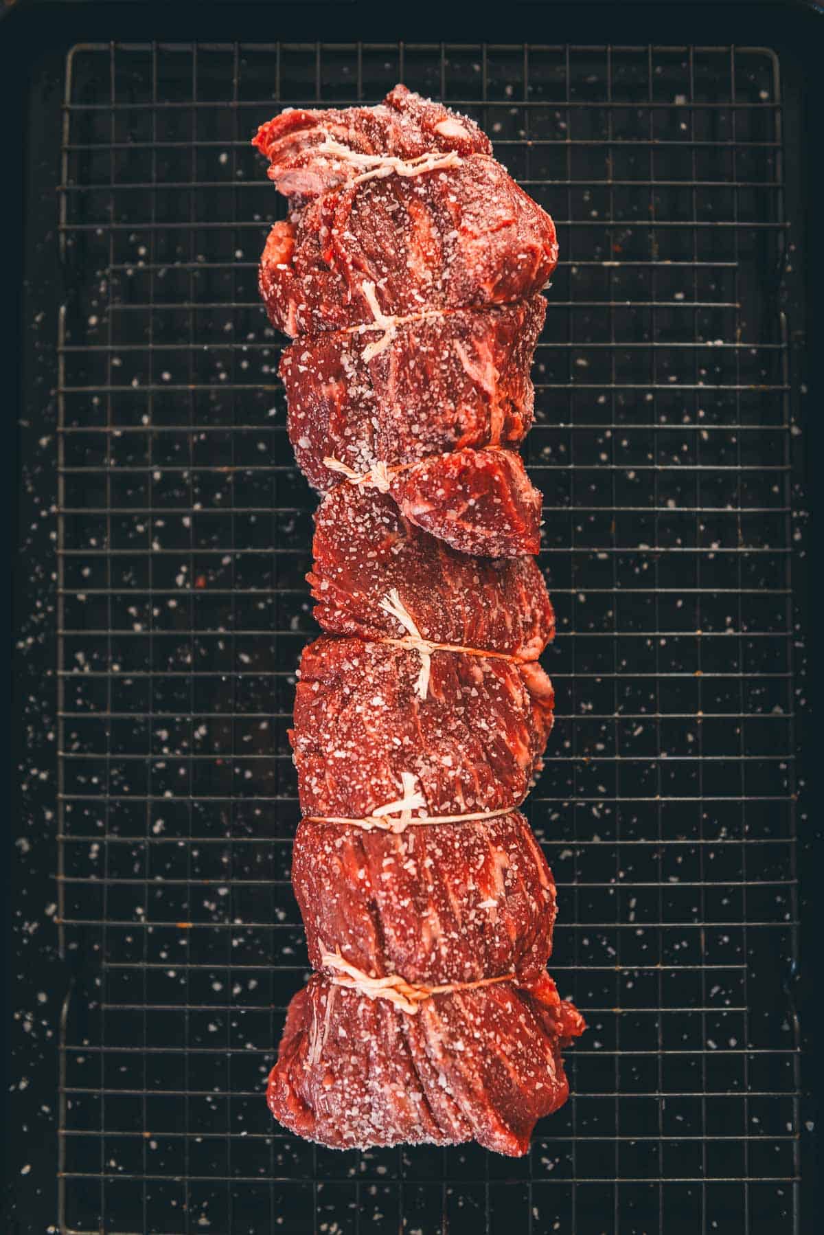 Salted tenderloin roast.
