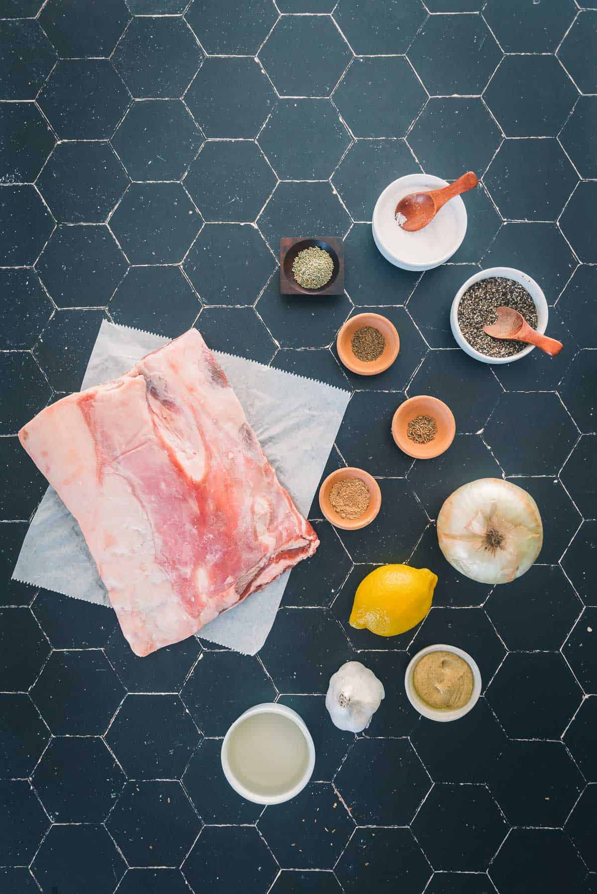 Ingredients for lamb ribs.