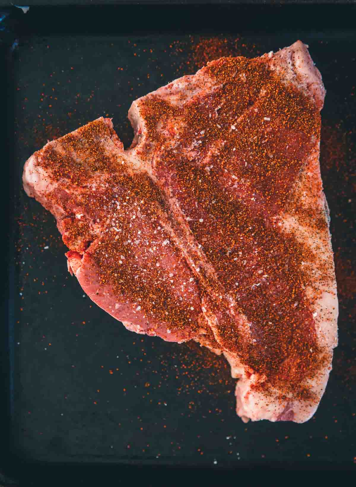 Steak with Cowboy crust spice blend on top. 