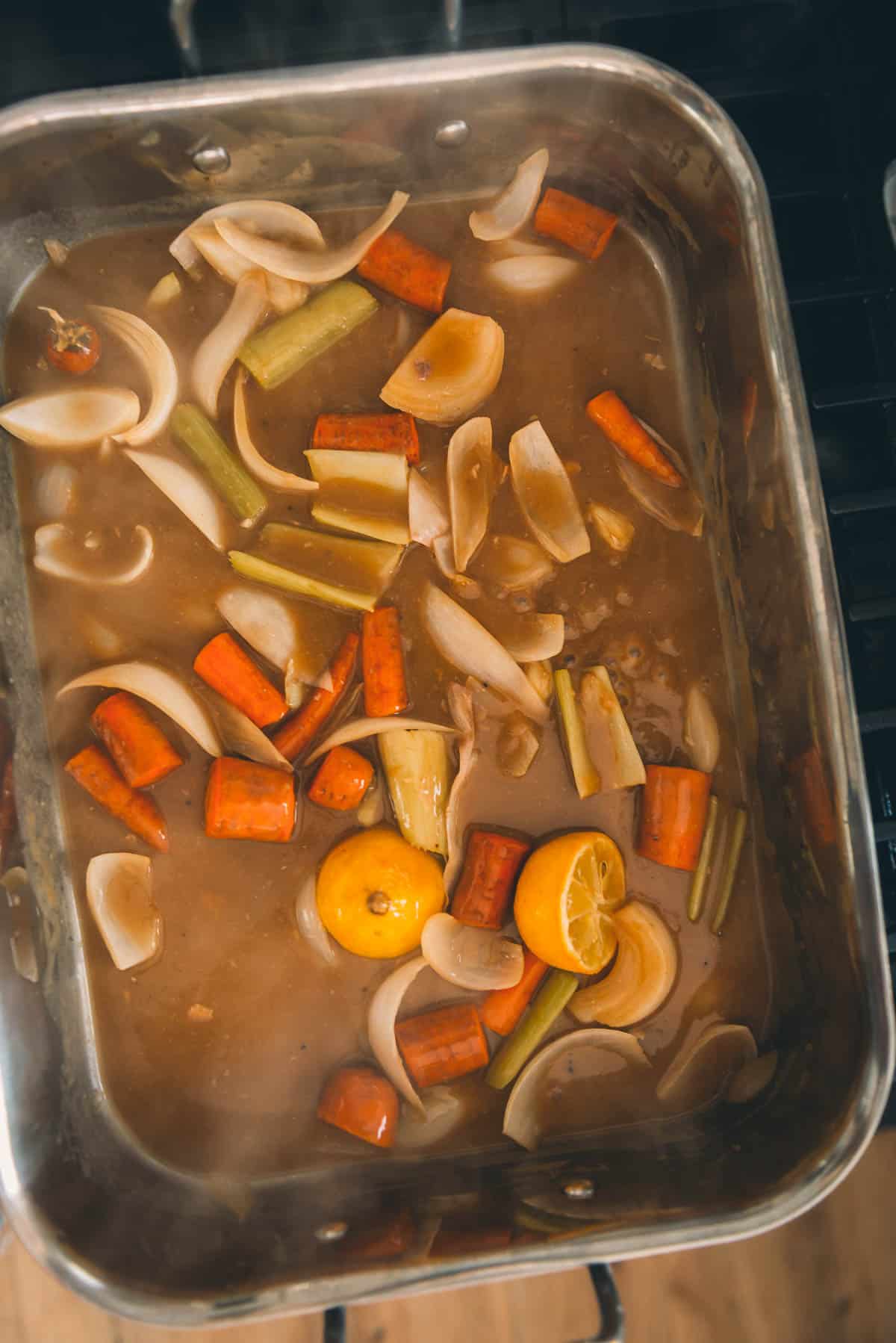 Veggies soaking in the roux.