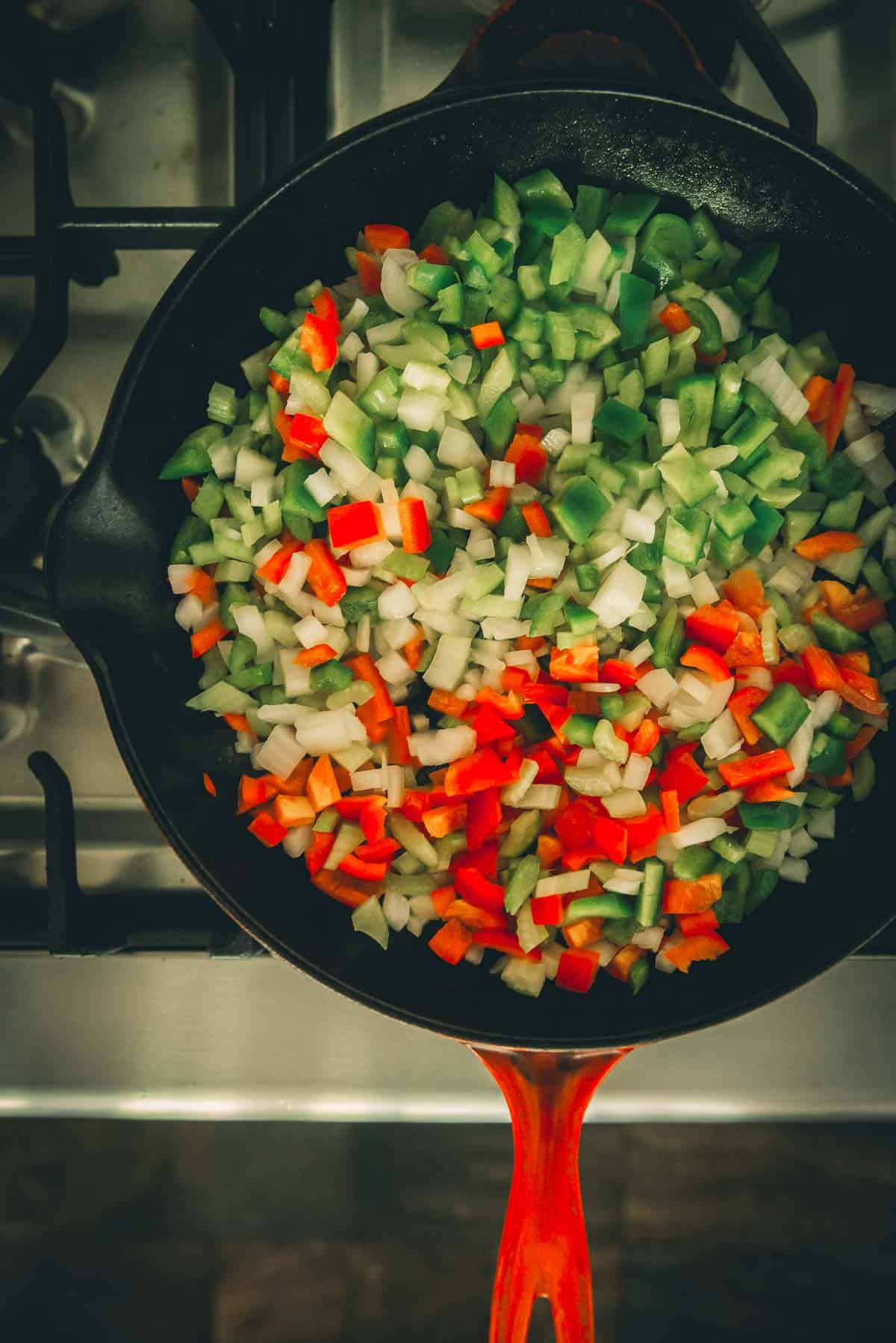 Veggies sautéing. 