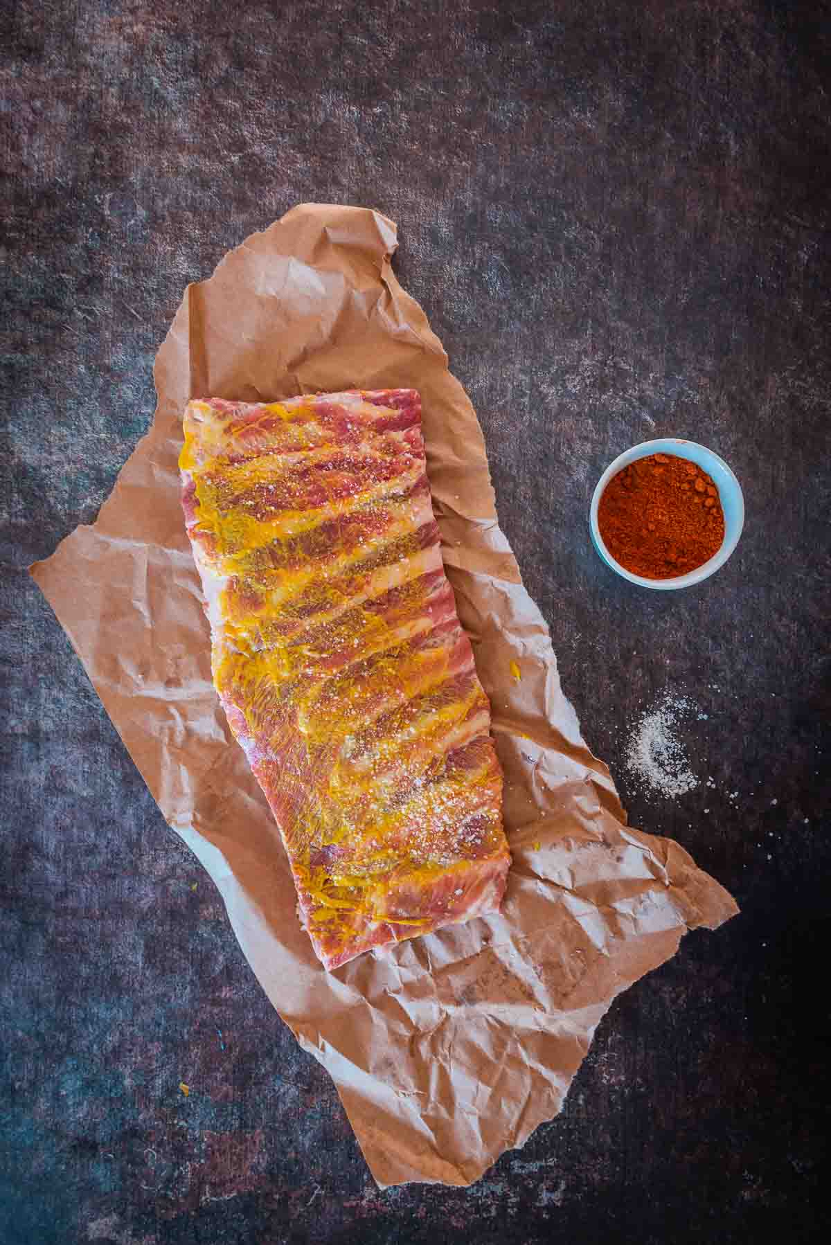 Rubbed with mustard.
