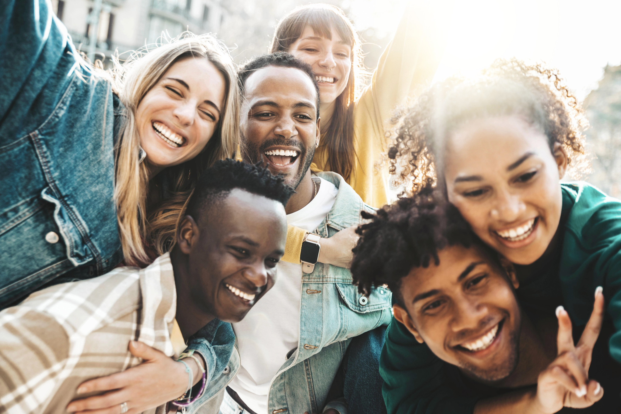 group of college students having fun