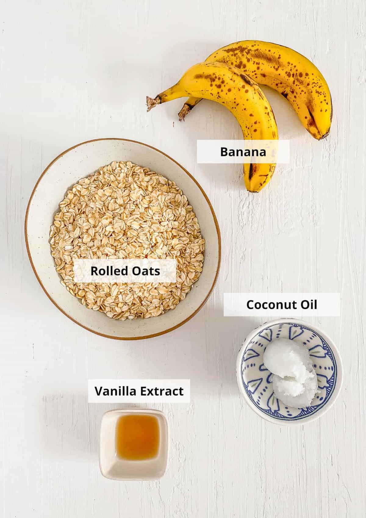 Ingredients for baby teething biscuits recipe on a white background.