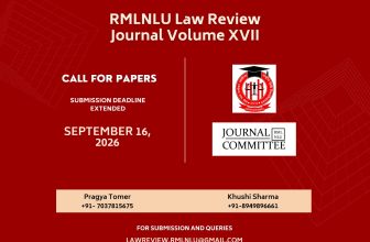 Extended Call for Papers by RMLNLU Law Review Volume XVII (2026-27) – The RMLNLU Law Review Blog