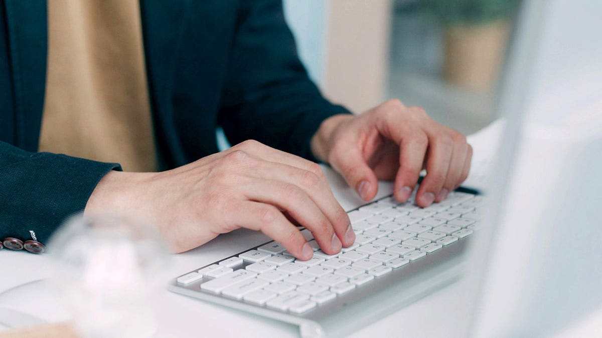 A person typing