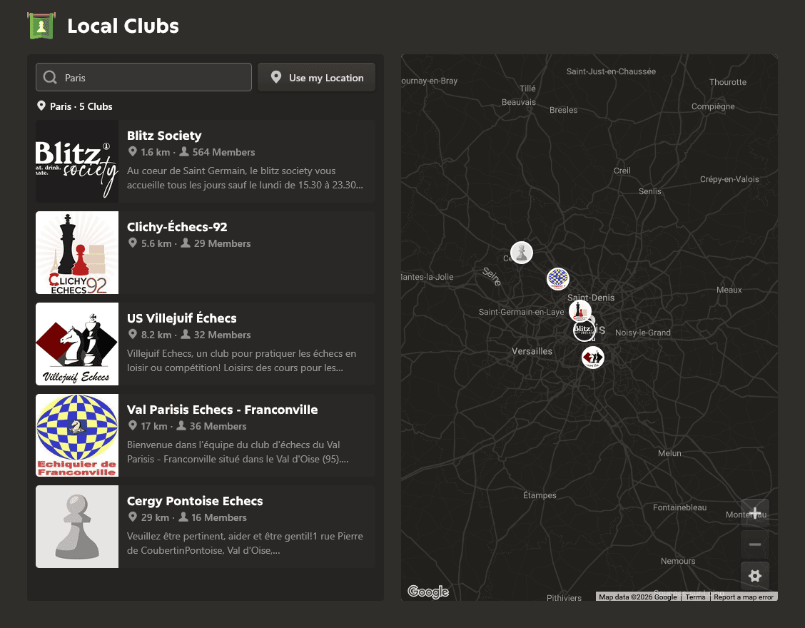 Chess clubs in Paris, France