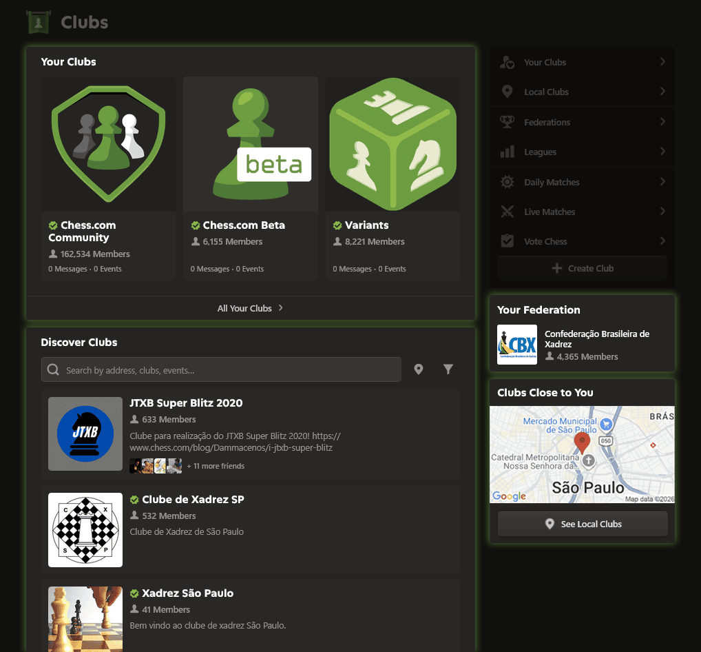 New clubs home page