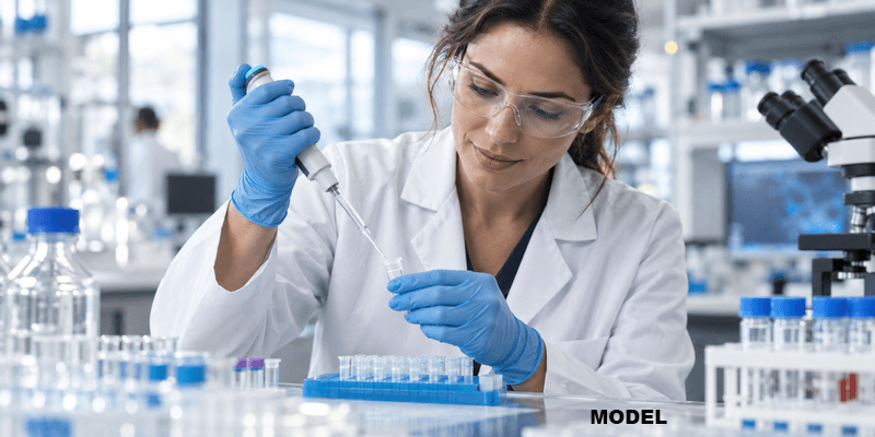 researcher filling vial of research peptides
