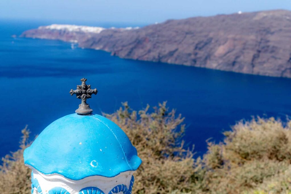 santorini blue dome shrine