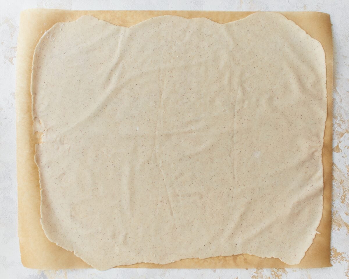 Gluten-free phyllo dough rolled out,