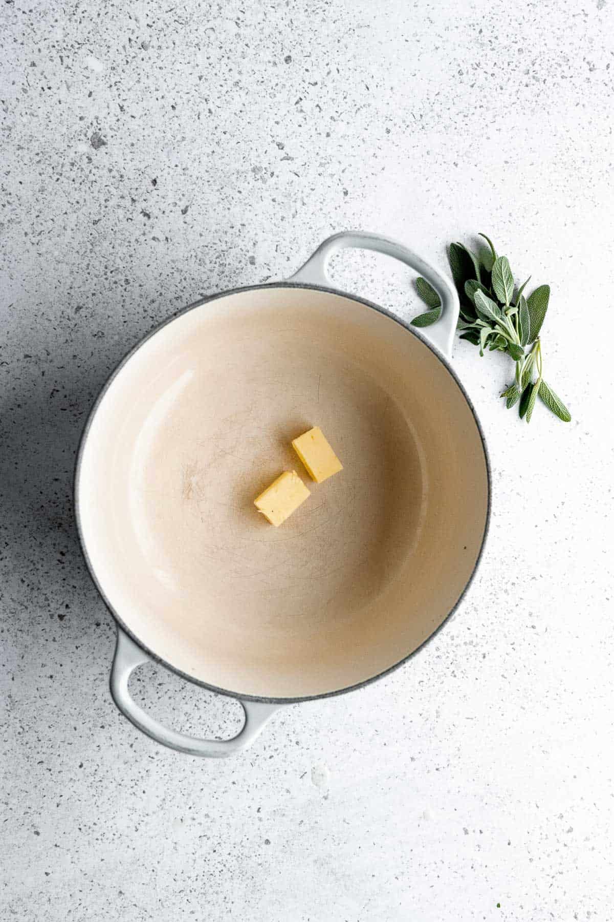 Butter in the pan.