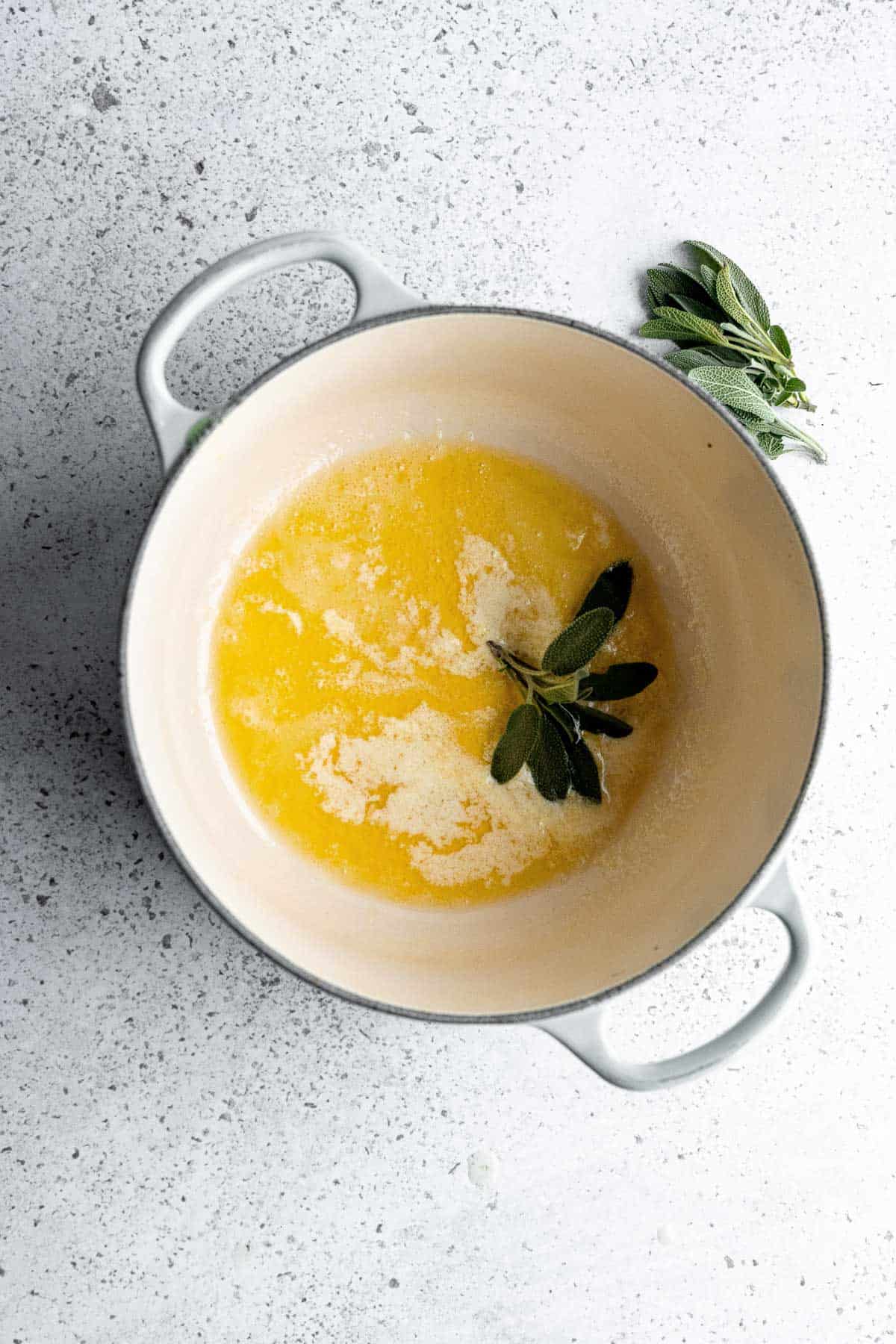Butter melted with sage.