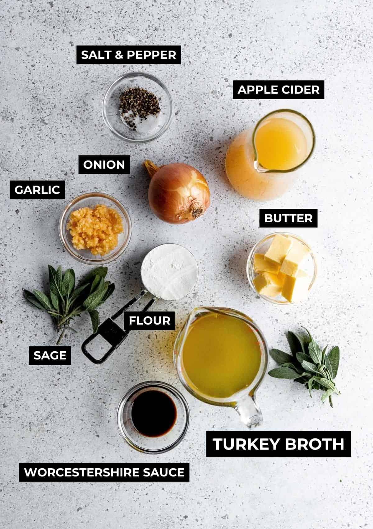 Ingredients for this gravy recipe.