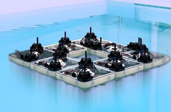 Robotic tiles autonomously Lego-snap into floating smart structures