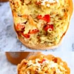 A collage of two Gluten-Free Vegan Savoury Vegetable Muffins photos