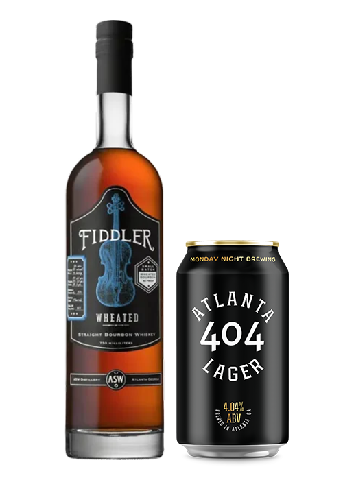 Monday Night Brewing 404 Lager and ASW Fiddler Wheated Bourbon is one of the best tailgating drink combos, according to bartenders.