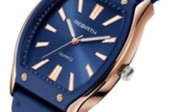 Ladies Women Unisex Wrist Watch Watches Rectangular Face Blue Gold UK FREE P&P