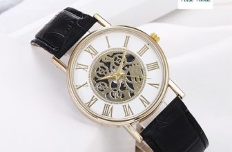 Men’s Classic Roman Numerals Gold & Silver Watch Leather Strap