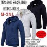 Mens Padded Borg Fleece Lined Full Zip Up Hoodie Sweatshirt Quality Jacket M-3XL