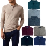 Mens IZOD Long Sleeve Knitted Polo Jumper Button Weaved Regular Pullover