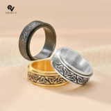 Men’s Ring Dragon Celtic Knot Titanium Steel Wedding Spinner Band 8mm silver