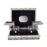 Large Antique Silver Jewellery Box Single Rod with Midnight Black Velvet Lining
