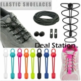 No Tie Shoe Laces Lazy Elastic Round Shoelaces Lock Adults Kids Sports Trainers