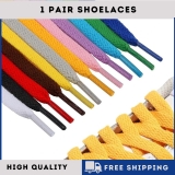 Flat Shoe Laces for Trainers or Boots Shoes 8mm Wide Black White or Colour Laces